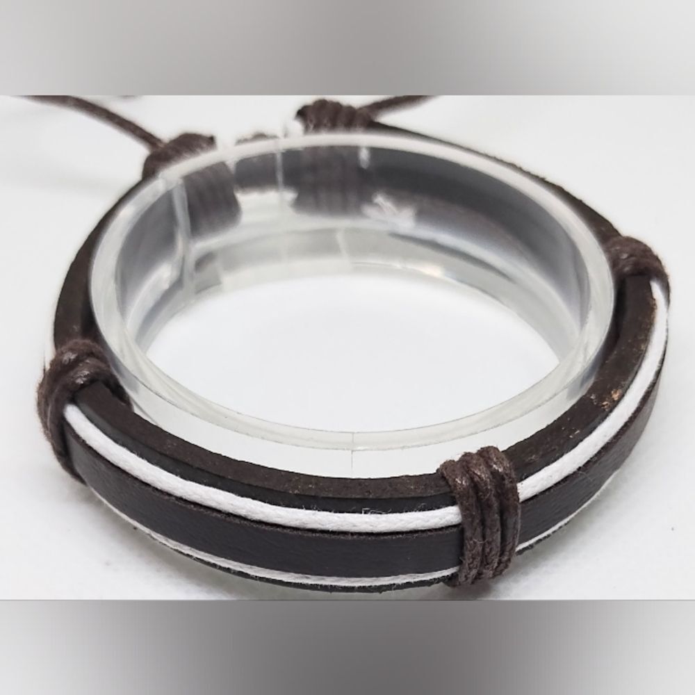 Men's bracelet‎ leather layered brown new e98